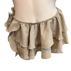 Zuliana Size Small Beige Ruffle Side Tie Skirt. Made in USA. New With Tags